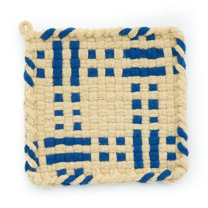 Pot Holder in Daffodil and Blue