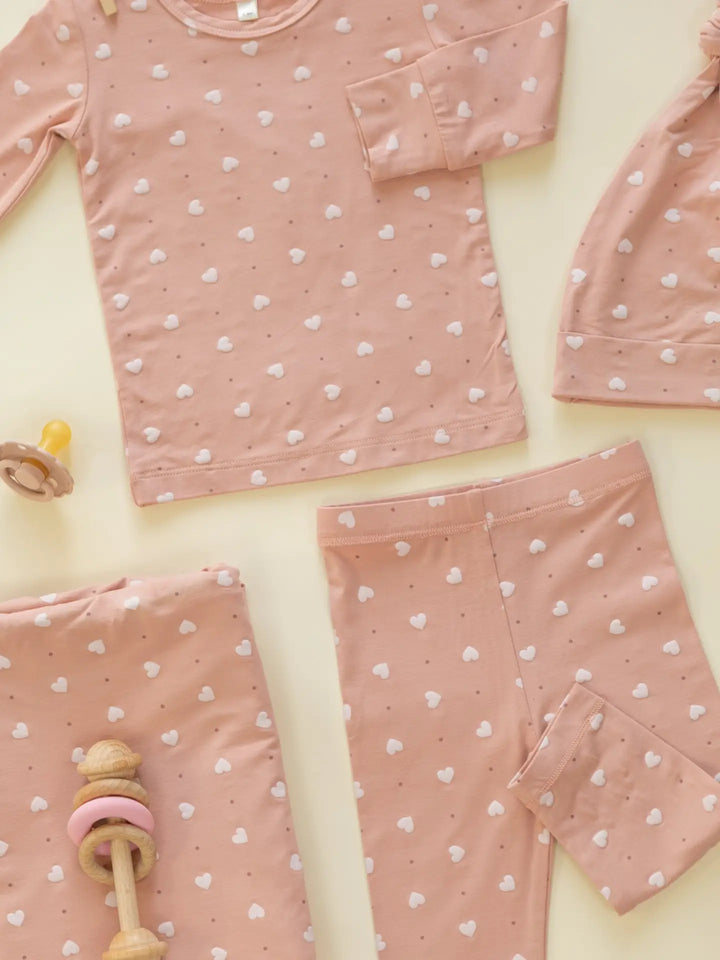 Quincy Mae – Bamboo Pajama Set in Pink Hearts