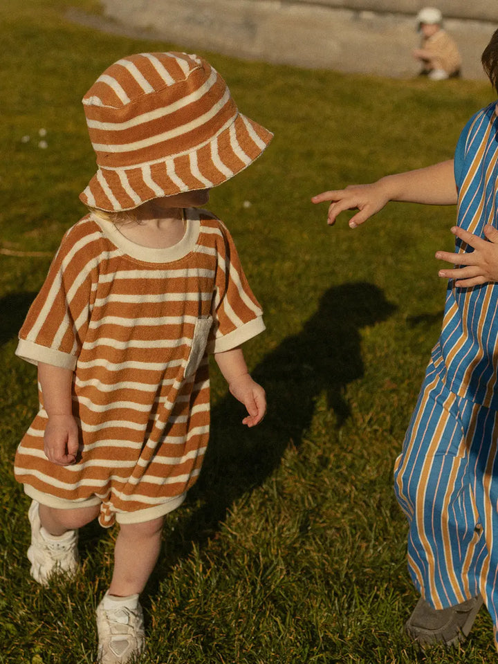 Winnie + Crew - Callie Romper in Apple Cinnamon Stripe