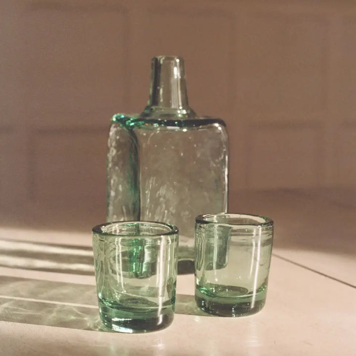 Magda Made - Bedside Recycled Glass Carafe and Glass Set