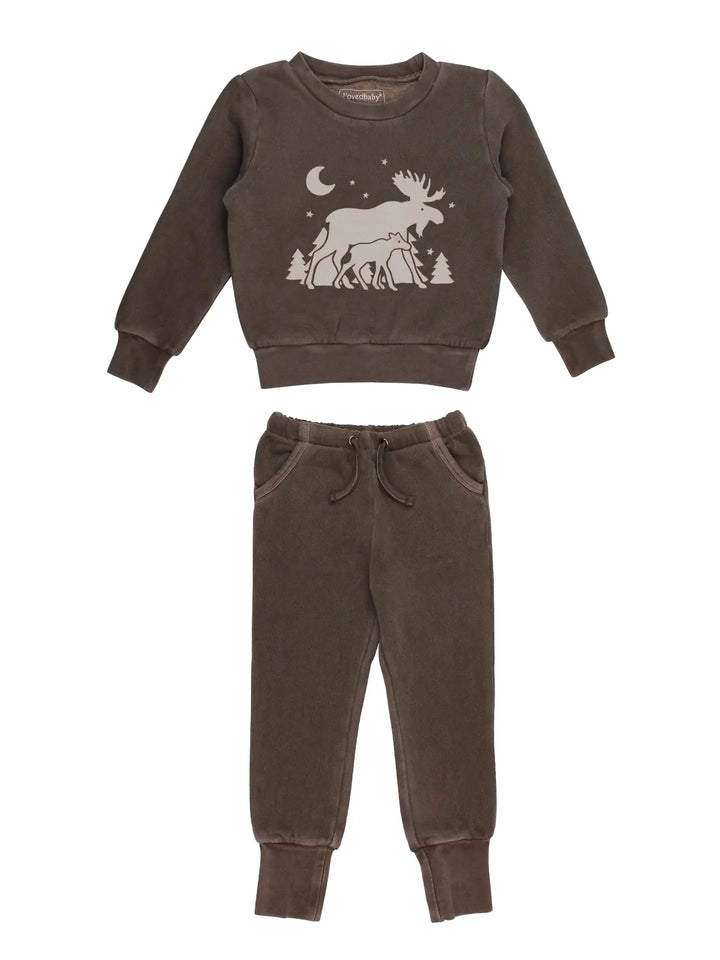 L'ovedbaby – Organic Sweatshirt & Jogger Set in Bark Moose