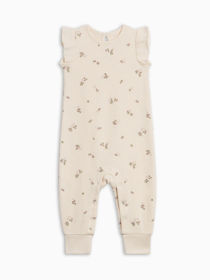 Colored Organics - Maci Waffle Ruffle Tank Romper in Sylva Floral