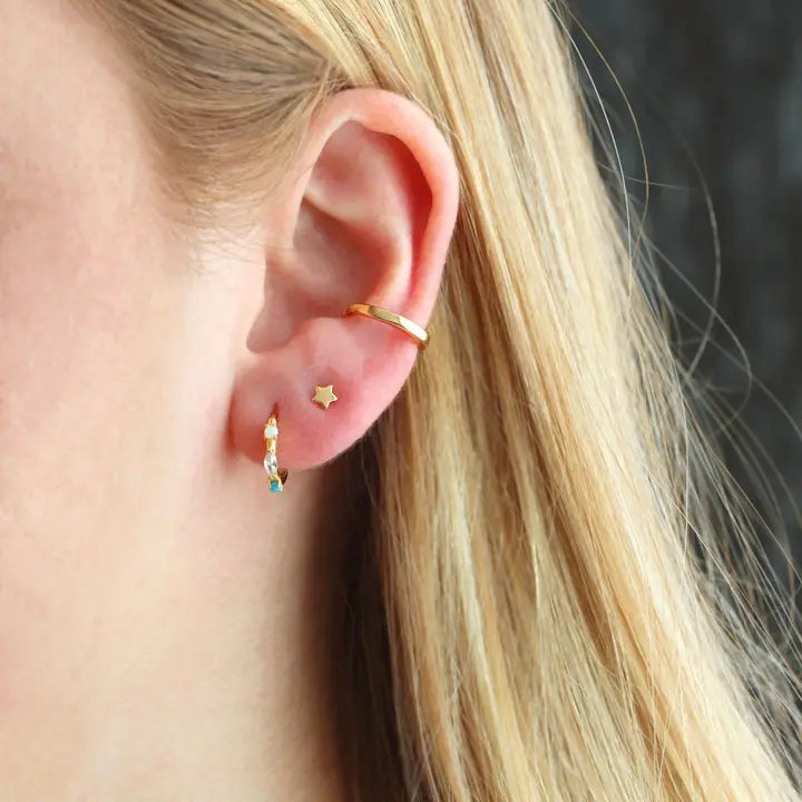 Kris Nations – Seaside Spark Huggie Hoops in 18K Gold Vermeil