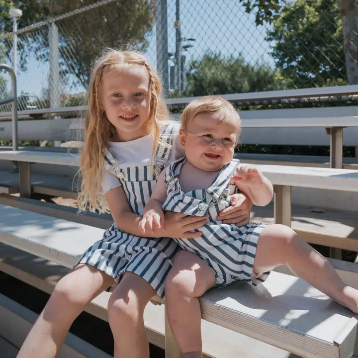 Forever French Baby – Denim Stripe Overalls