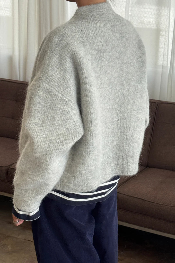 Le Bon Shoppe - Alpaca Zip Front Sweater Jacket in Light Heather Grey