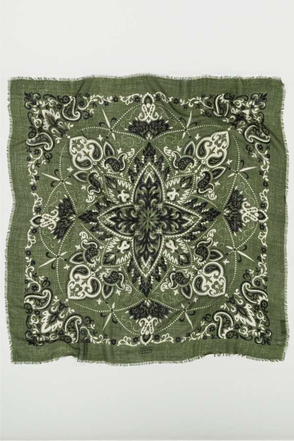 Maison Lecomte Flament – Wool Silk Blend Bandana in Kaki