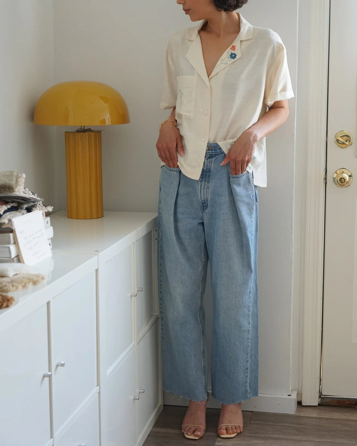 Proche - Upcycled Pleat Front Denim in Light