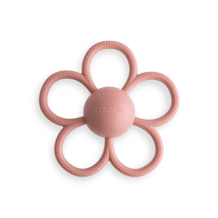 Mushie – Daisy Teether Rattle in Dusty Rose