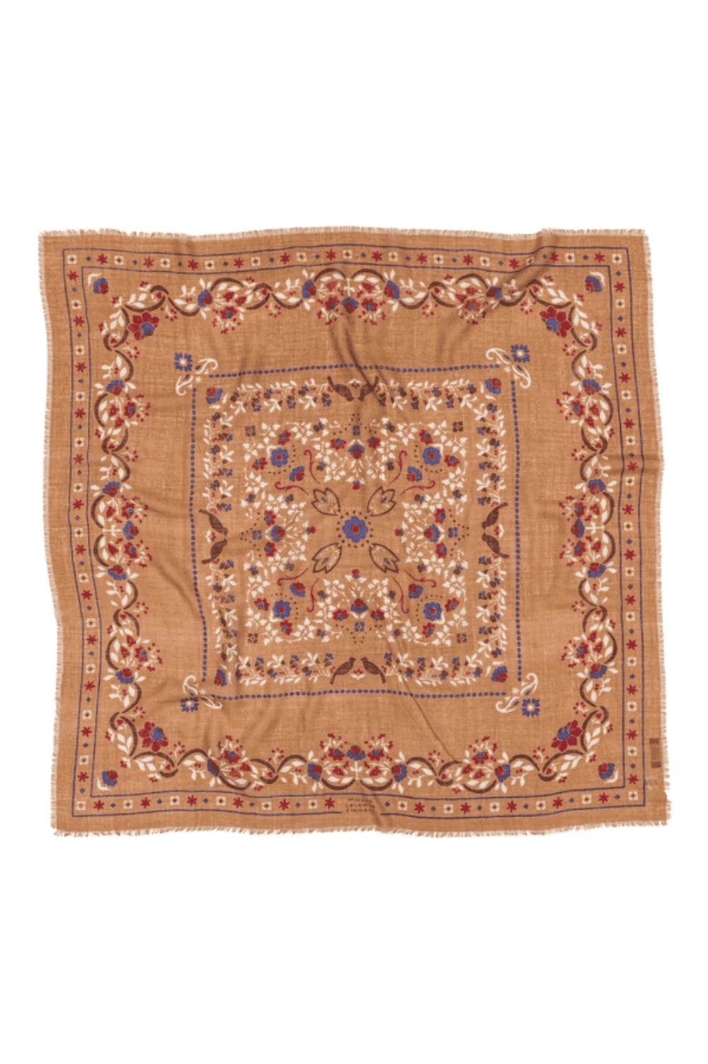 Maison Lecomte Flament – Wool Silk Blend Bandana in Secret Garden Camel