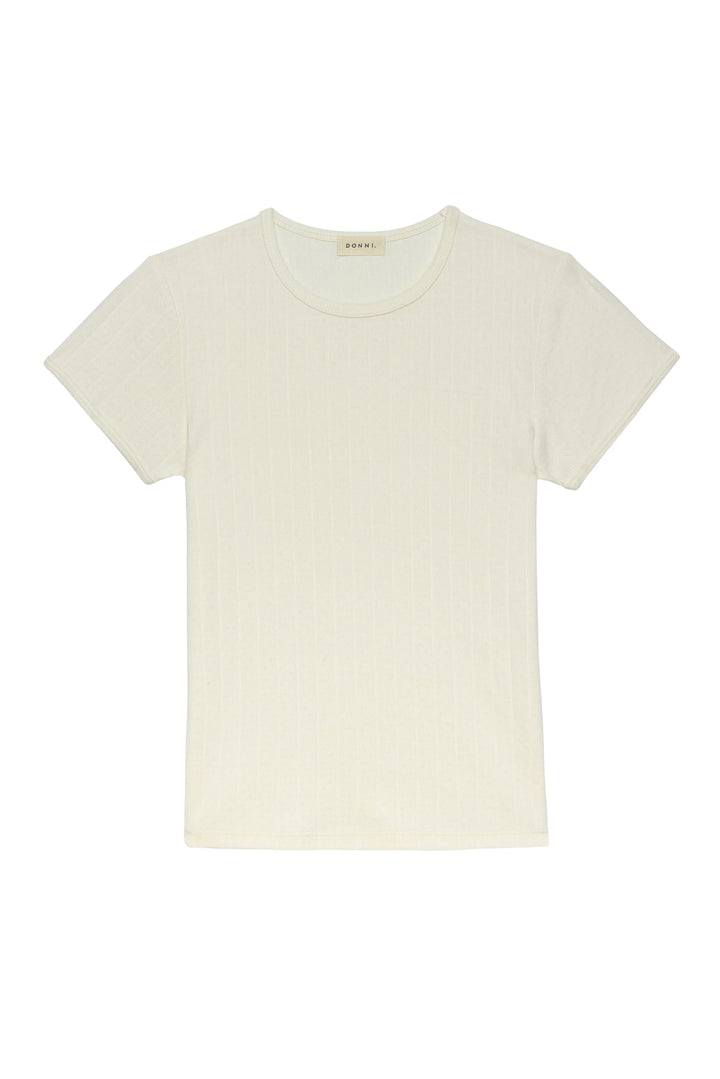 Donni - Pointelle Baby Tee in Creme