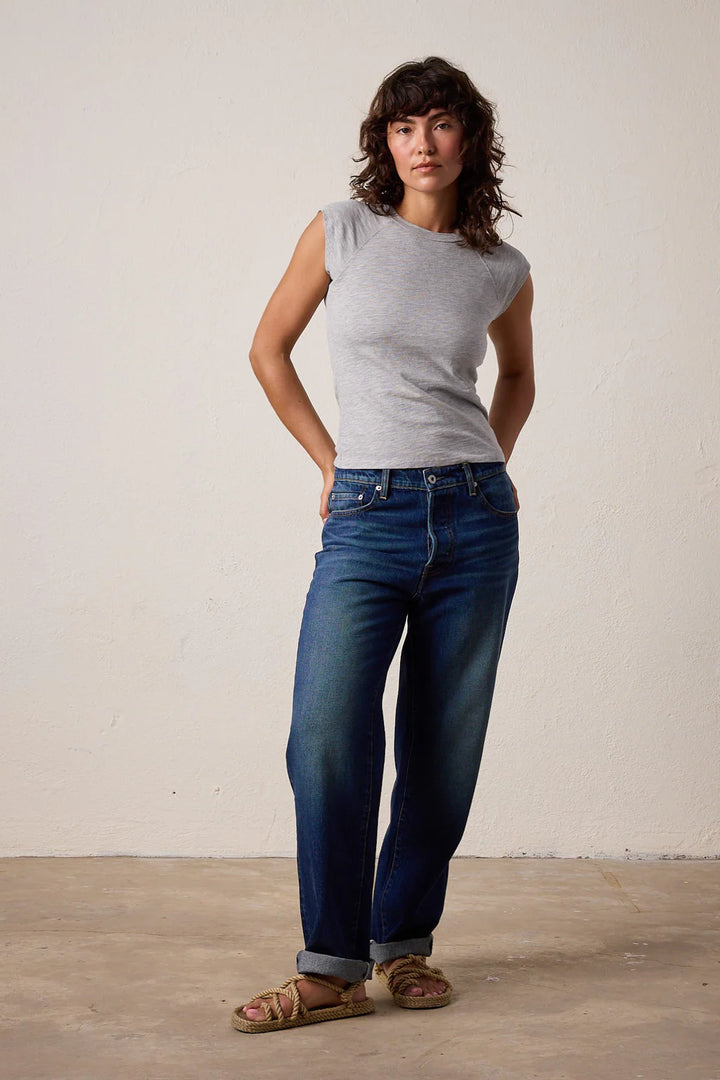 NSF – Chloe Fitted Slub Jersey Tee in Heather Grey