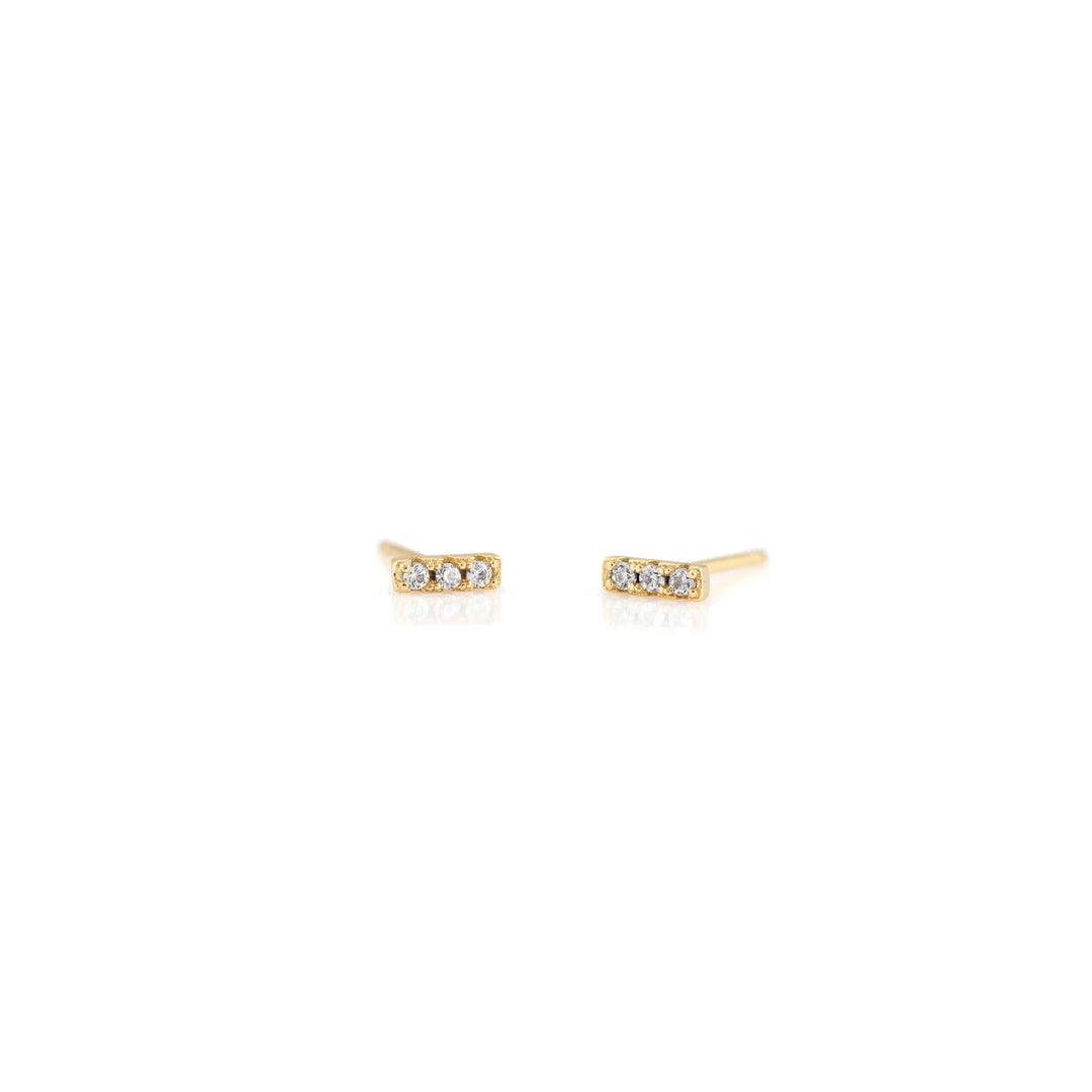 Kris Nations – Bar Dash Crystal Stud Earrings in 18K Gold Vermeil