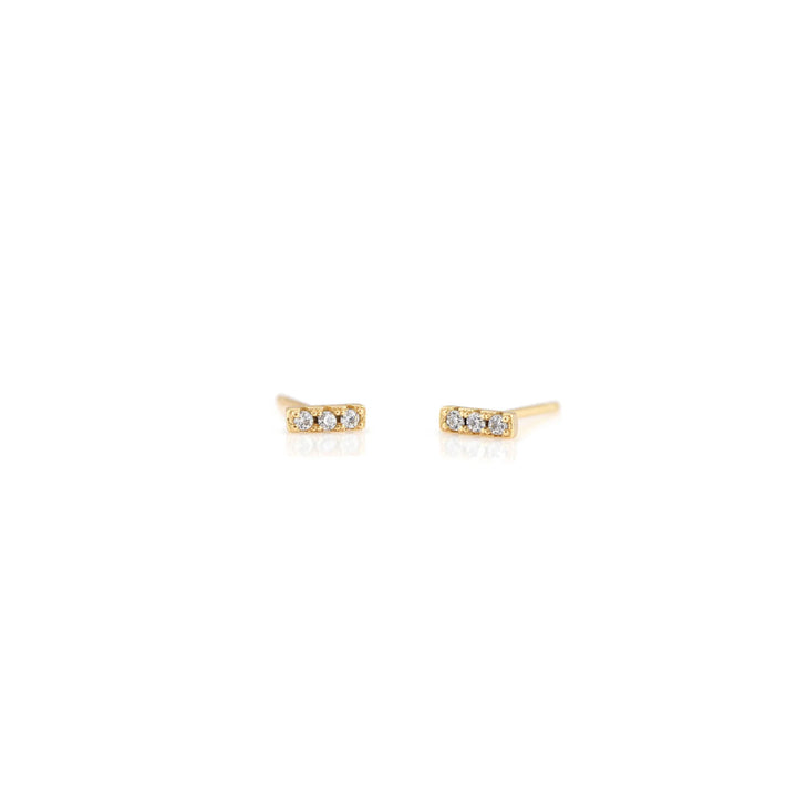 Kris Nations – Bar Dash Crystal Stud Earrings in 18K Gold Vermeil