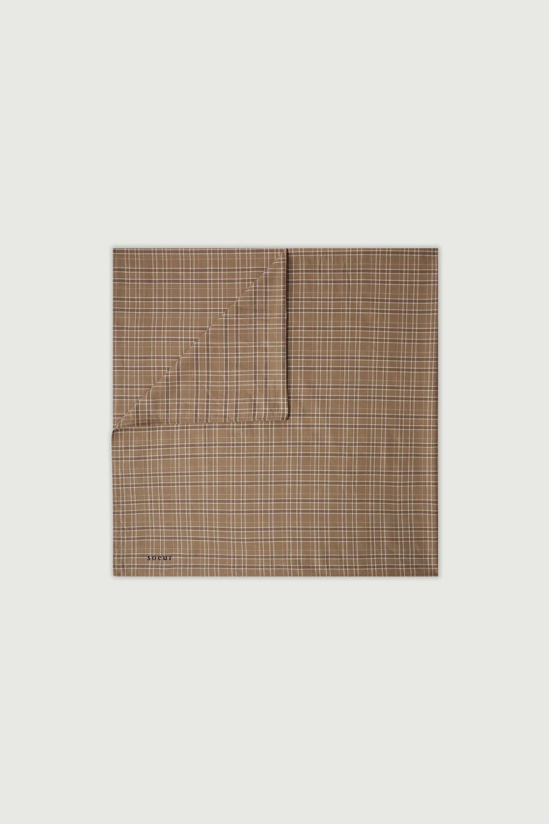 Soeur – Sky Checked Cotton Scarf in Mink Brown and White