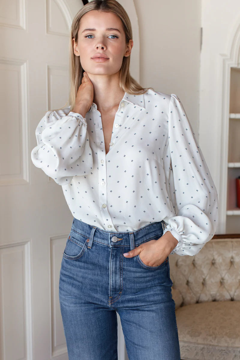 Emerson Fry - Frankie Blouse in White Swan Diamonds