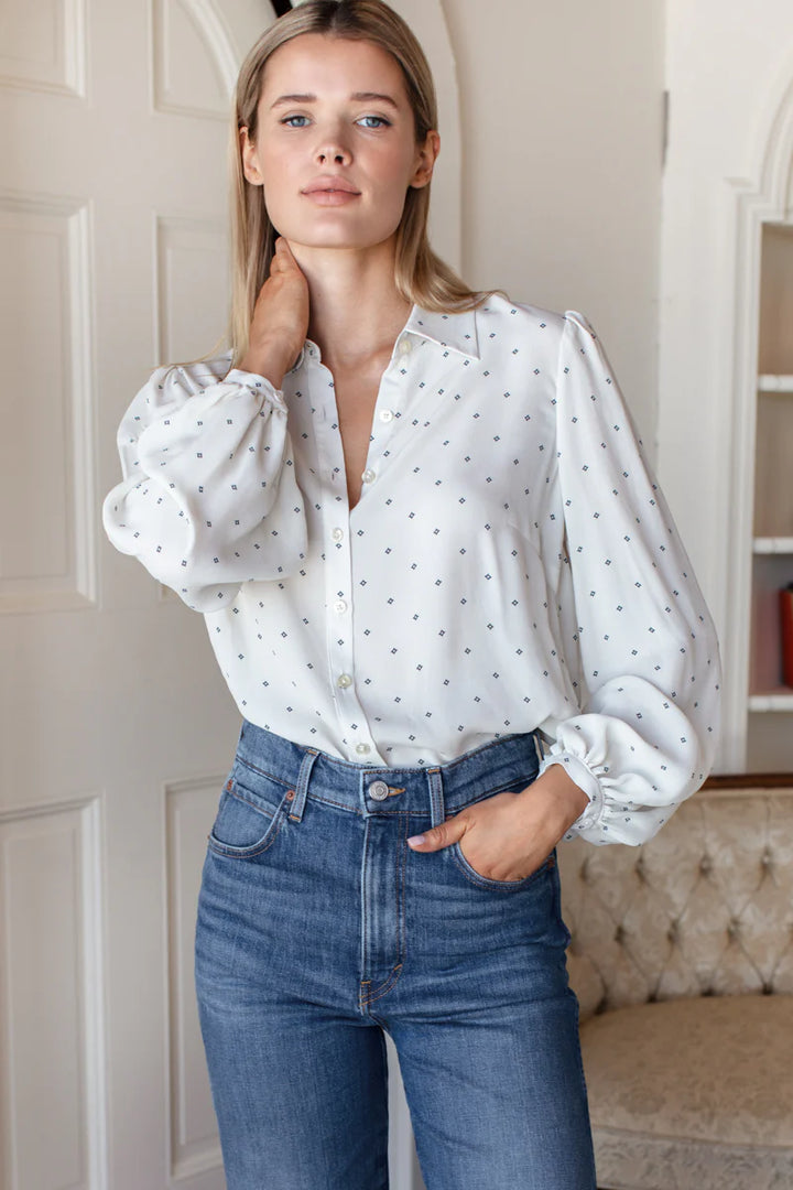 Emerson Fry - Frankie Blouse in White Swan Diamonds