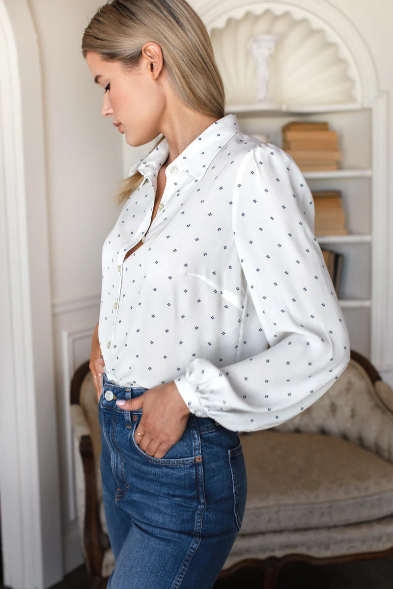 Emerson Fry - Frankie Blouse in White Swan Diamonds