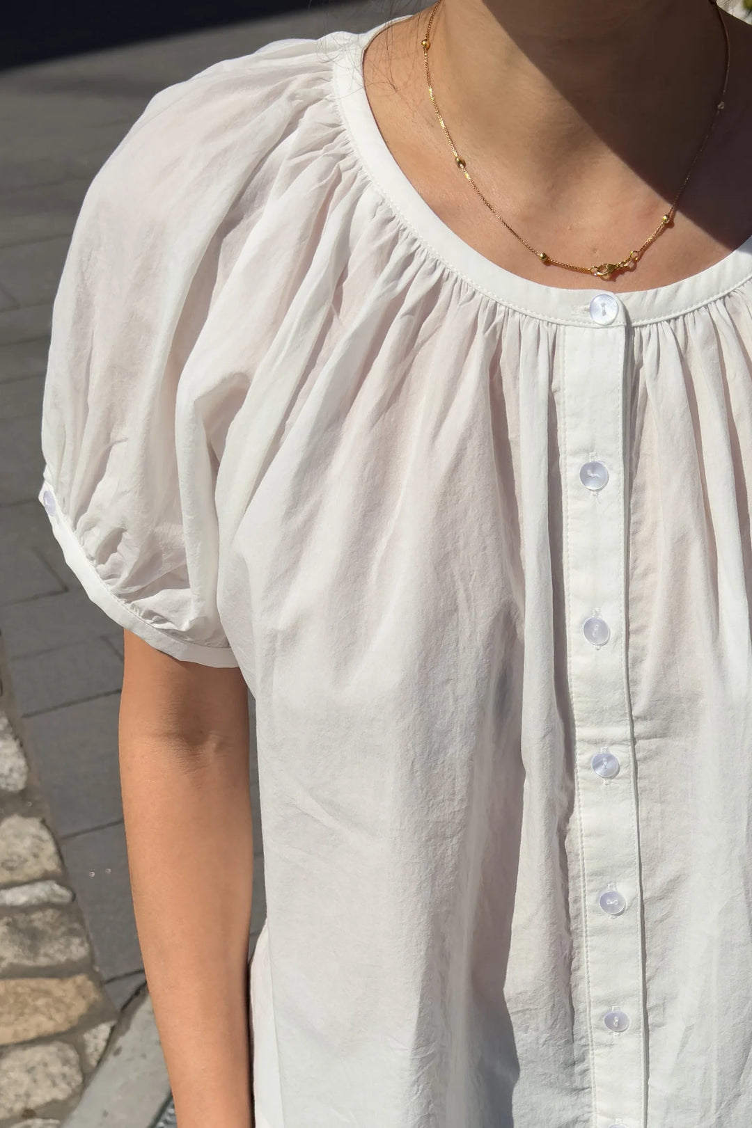 Le Bon Shoppe - Emily Short Sleeve Button Down Top in White