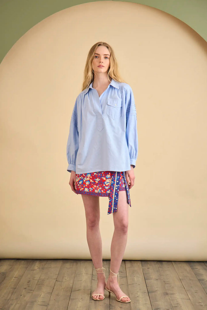 Hunter Bell – Evangeline Top in Oxford Blue