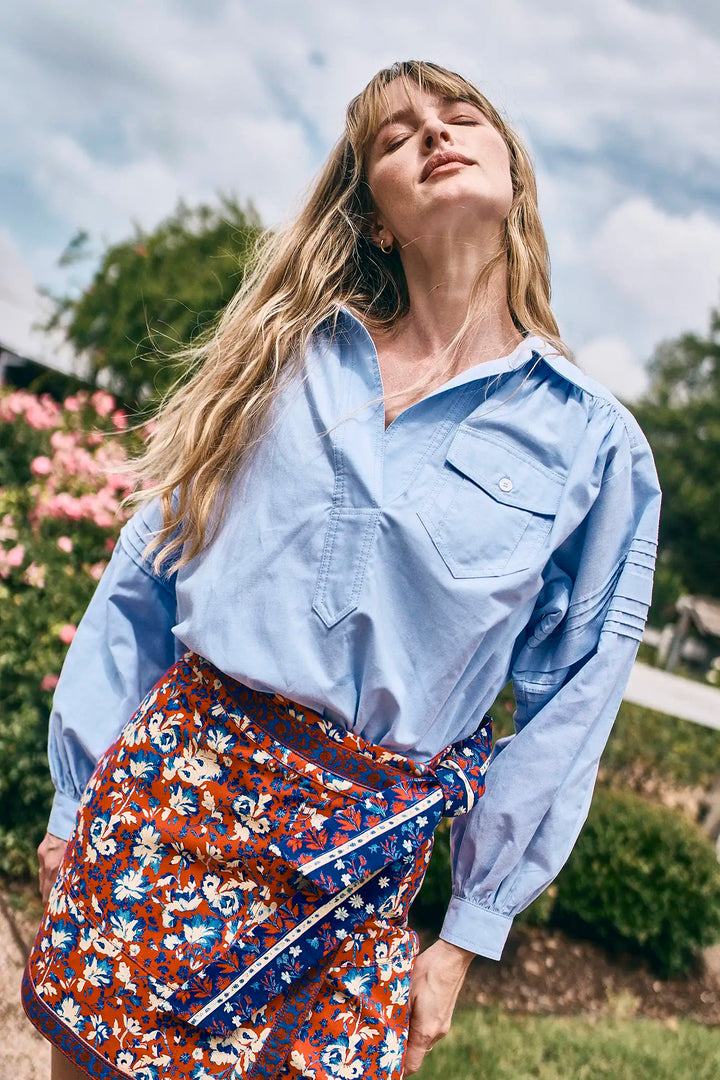 Hunter Bell – Evangeline Top in Oxford Blue