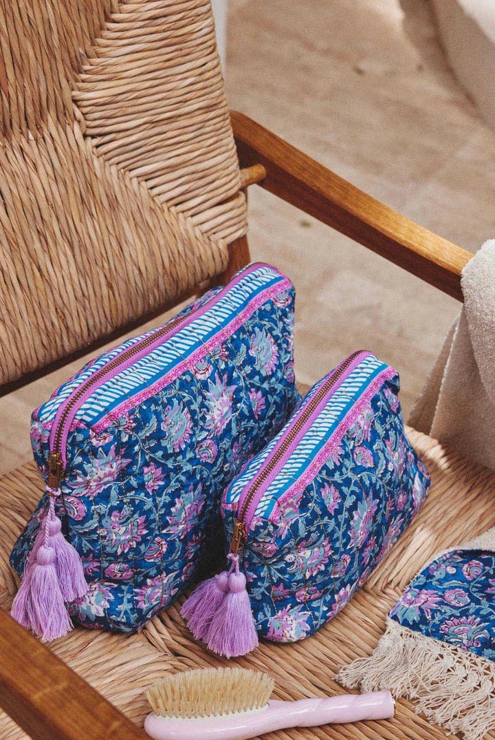 Louise Misha – Cotton Teiki Toiletry Pouch in Blue Capri Cove