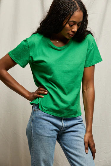 Perfect White Tee - Harley Boxy Crew in Grass