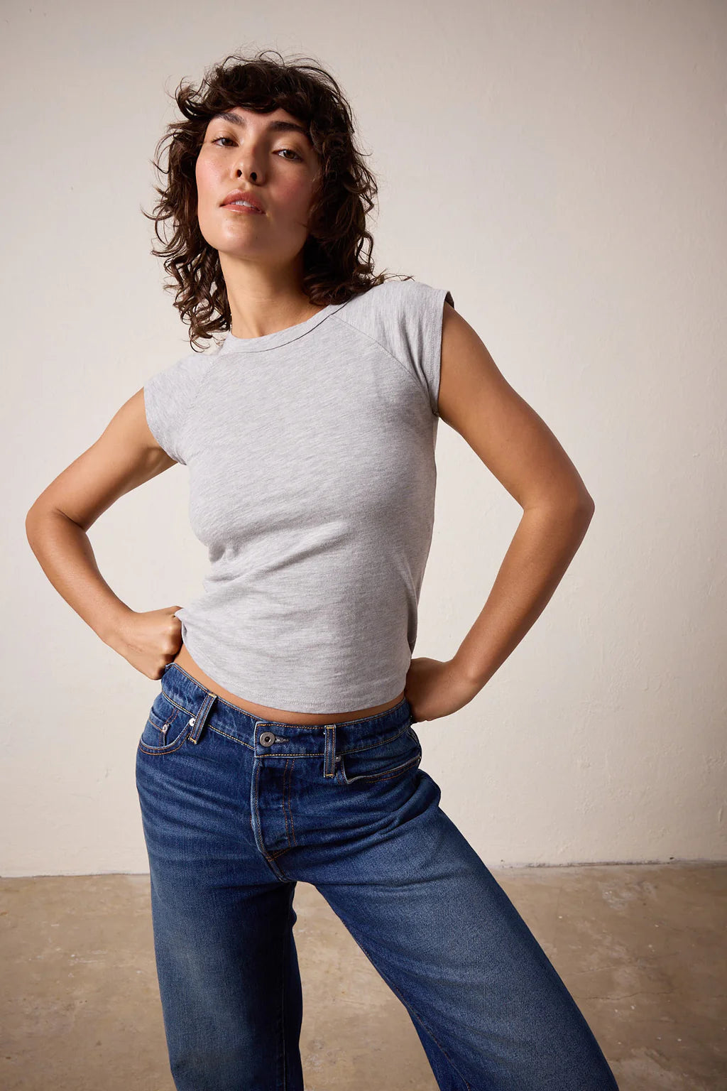 NSF – Chloe Fitted Slub Jersey Tee in Heather Grey