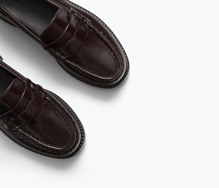 Freda Salvador – Elba Penny Loafer in Espresso Spazzalato