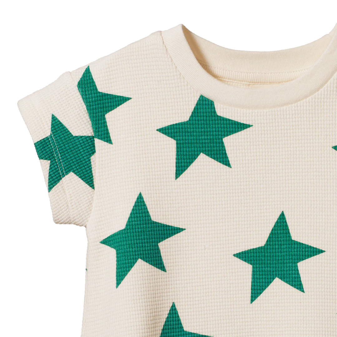 Nature Baby – Juno Waffle Romper in Stars