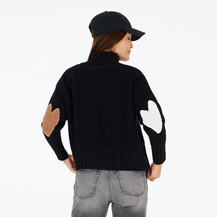 Kerri Rosenthal – Marlow Imperfect Heart Sweater in Black