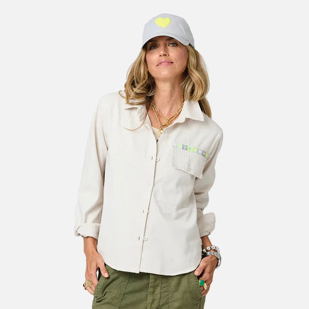 Kerri Rosenthal – Pia Love Brigade Button Down Shirt in Chalk