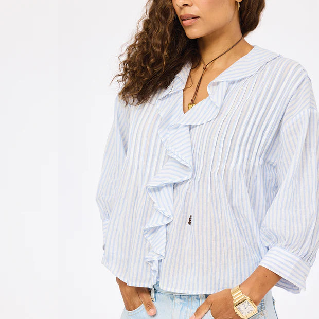 Kerri Rosenthal – Rosen Cotton Blouse in Solvang Blue White