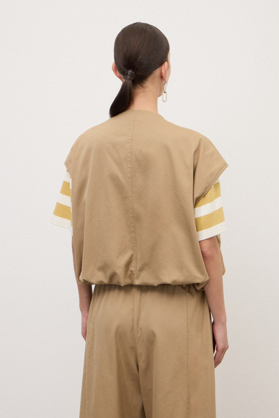 Ottod'Ame - Cotton Zip Vest in Camel