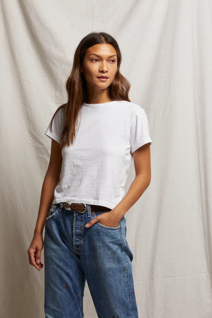 Perfect White Tee - Lisa Short Sleeve Cotton Tee in White