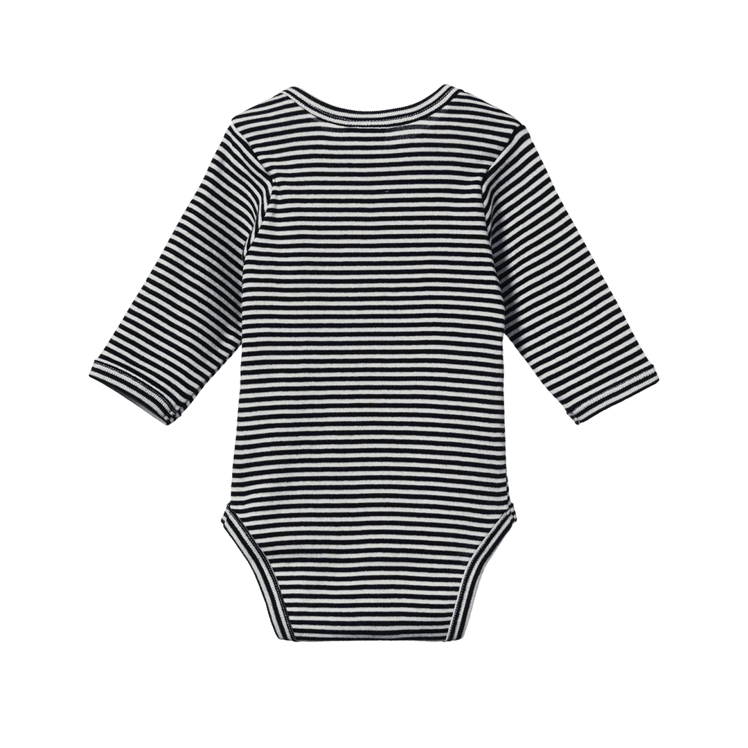 Nature Baby – Cotton Longsleeve Bodysuit in Navy Stripe