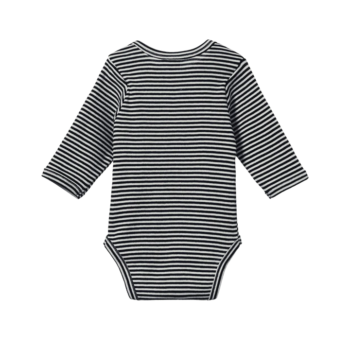 Nature Baby – Cotton Longsleeve Bodysuit in Navy Stripe