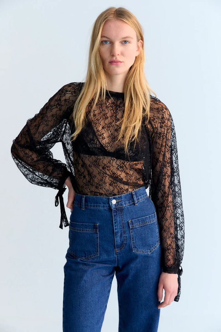 The New Society – Anita Sheer Blouse in Eclipse Noir