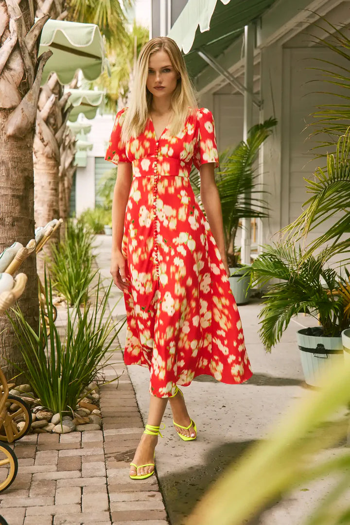 Hunter Bell - Larson Dress in Aperol Ikat