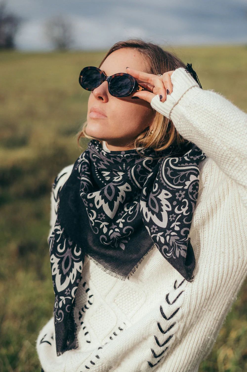 Maison Lecomte Flament – Cashmere Bandana in Black