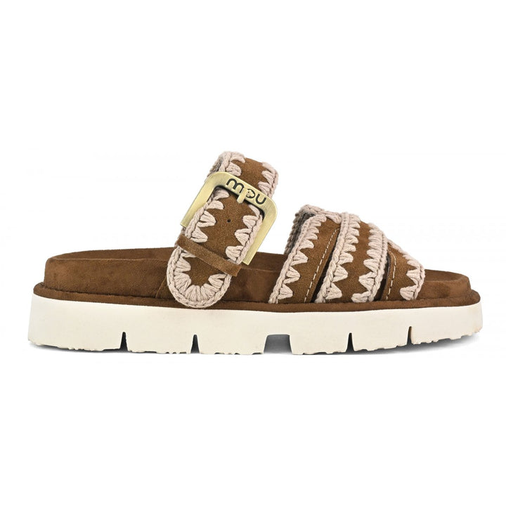 Mou - Bio Sandal Buckle Strap in Nut Brown Leather