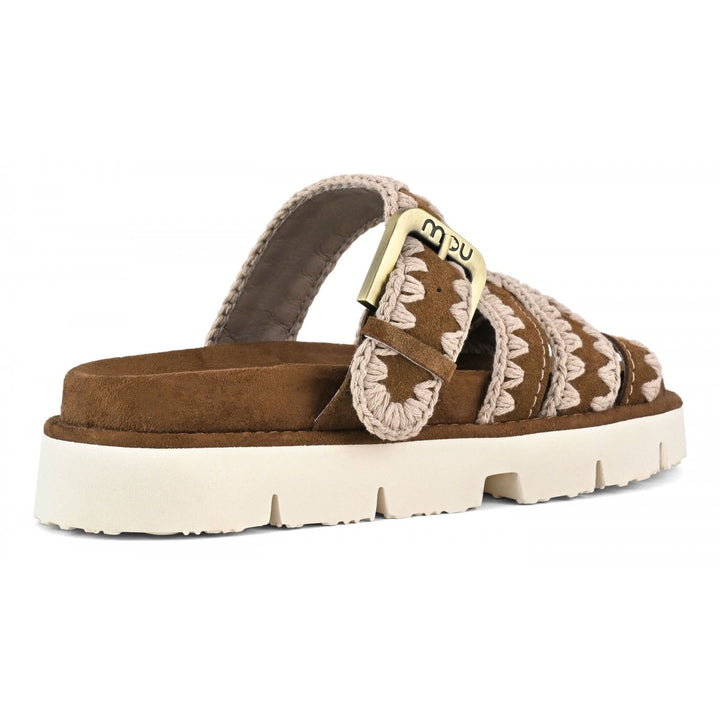 Mou - Bio Sandal Buckle Strap in Nut Brown Leather