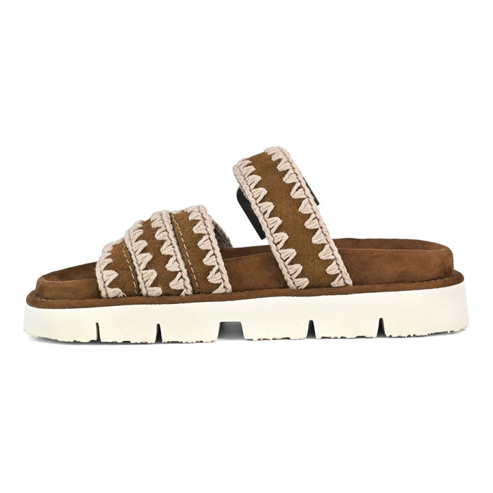 Mou - Bio Sandal Buckle Strap in Nut Brown Leather