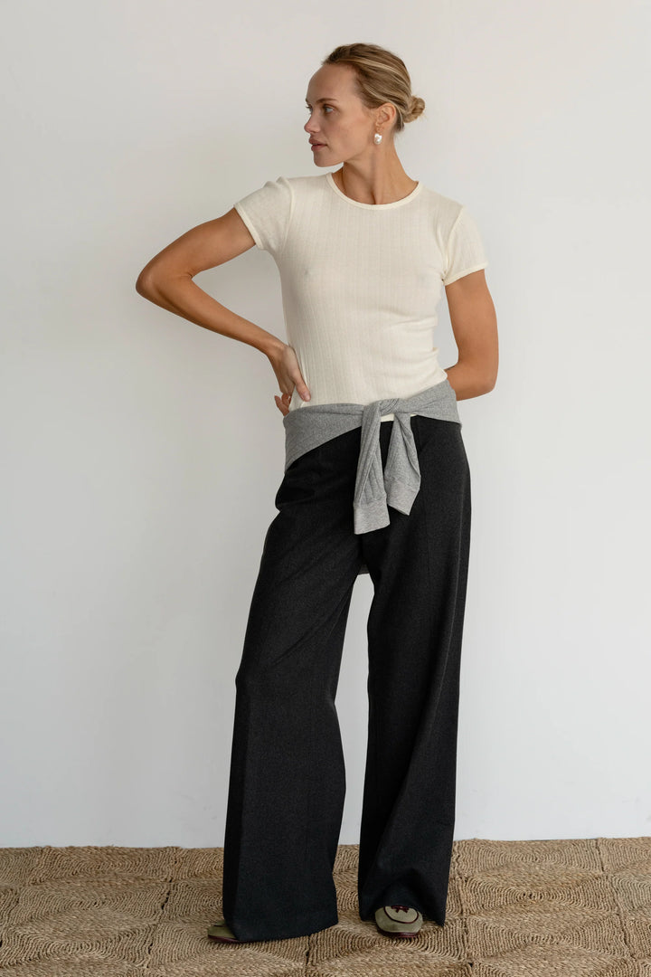 Donni - Pointelle Baby Tee in Creme