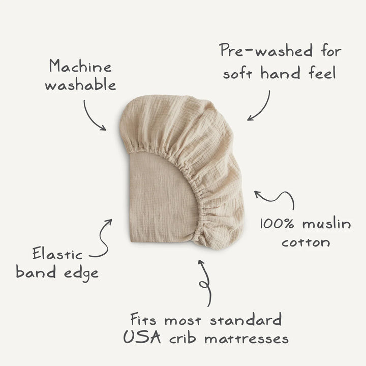 Mushie - Extra Soft Muslin Crib Sheet in Sun