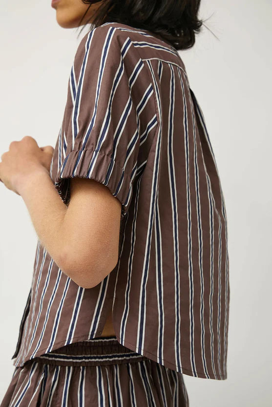 No. 6 Store – Chloe Top in Cambridge Brown Stripe