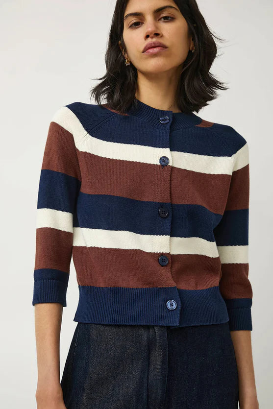 No. 6 Store – Colette Cardi in Navy Brown Stripe