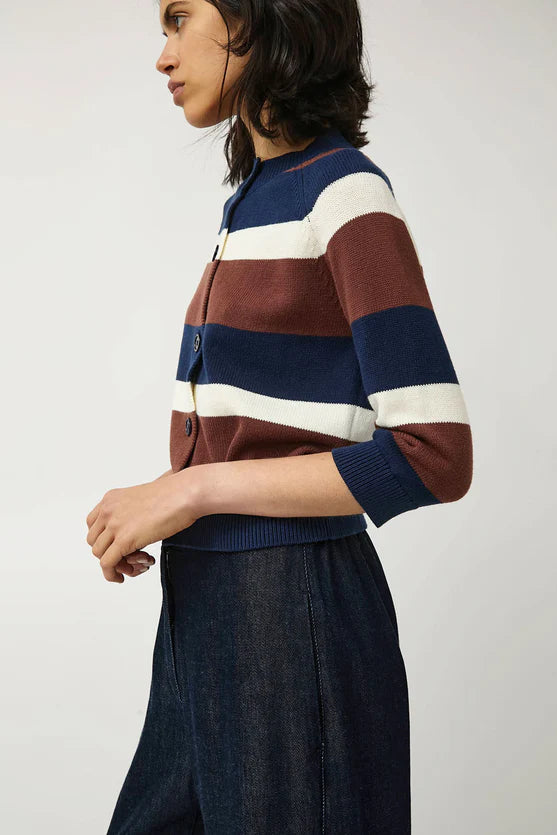 No. 6 Store – Colette Cardi in Navy Brown Stripe