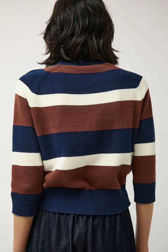 No. 6 Store – Colette Cardi in Navy Brown Stripe