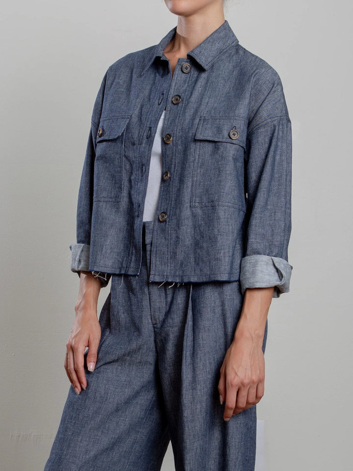 Pharaoh – Izzy Linen Twill Shirt in Night