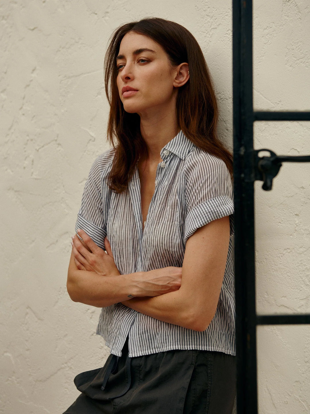 Pharaoh – Halle Shirt in Marin Stripe Washed Black